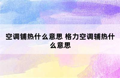 空调铺热什么意思 格力空调辅热什么意思